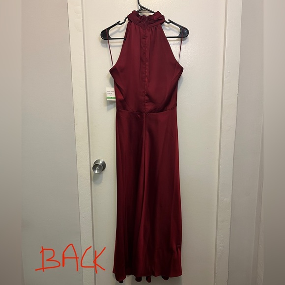 Maroon Satin Cocktail Dress - Picture 6 of 6